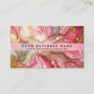 Stunning Pretty Pink & Gold Alcohol Ink Watercolor Business Card
