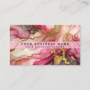 Stunning Pretty Pink & Gold Alcohol Ink Watercolor Business Card