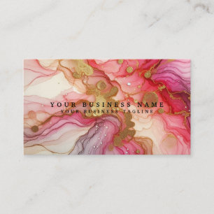 Stunning Pretty Pink & Gold Alcohol Ink Watercolor Business Card