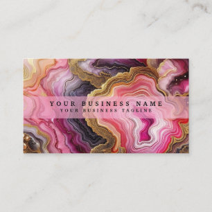 Stunning Pretty Pink & Gold Geode Watercolor Business Card