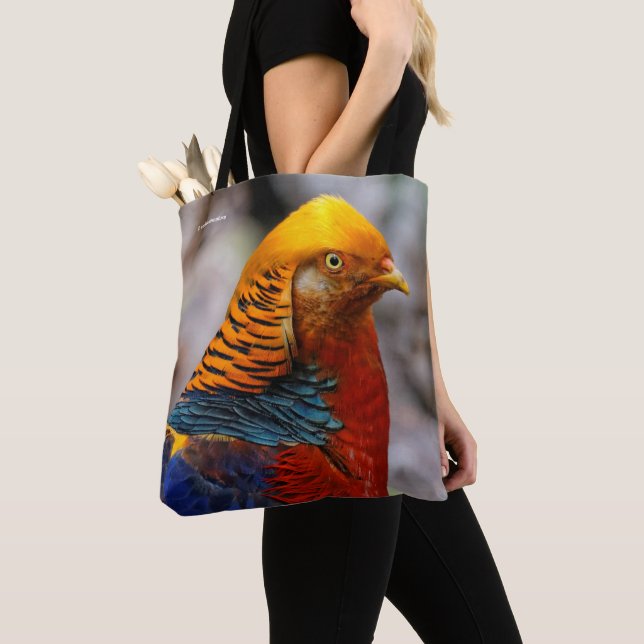 Stunning Profile of a Red Golden Pheasant Tote Bag (Close Up)