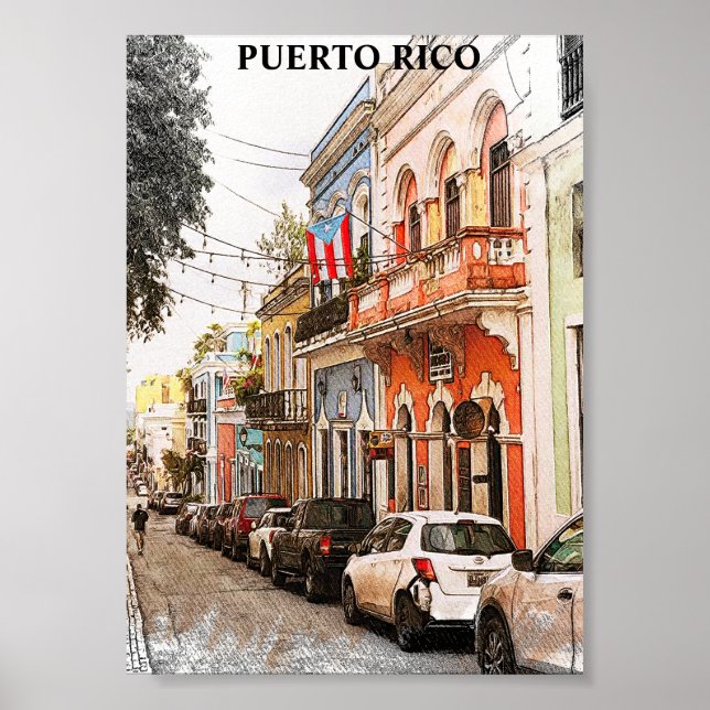 Stunning Puerto Rico Vintage Travel Poster (Front)