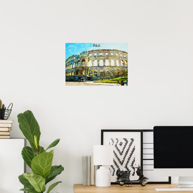 Stunning Pula Croatia City Oil Painting Poster (Home Office)