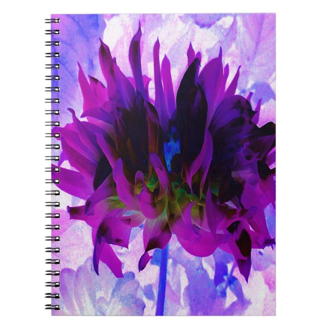 Stunning Purple and Black Cactus Dahlia Notebook (Front)