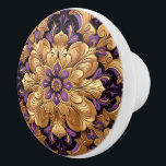 Stunning Purple and Gold Floral Ceramic Knob<br><div class="desc">Stunning Purple and Gold Floral Ceramic Knob</div>