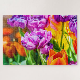 Stunning Purple Parrot Tulip Flowers Jigsaw Puzzle