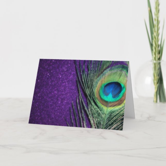 Stunning Purple Peacock Card (Front)