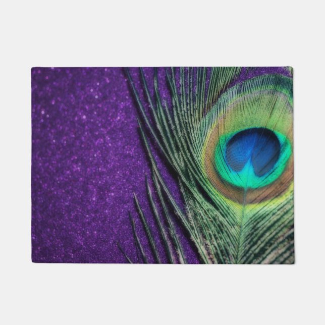 Stunning Purple Peacock Doormat (Front)