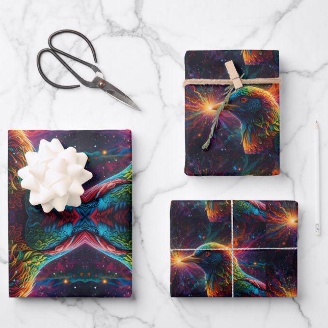 Stunning Rainbow Bird  Wrapping Paper Sheet (Front)