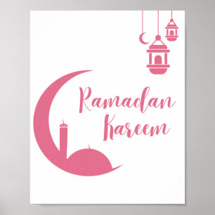 Stunning Ramadan Kareem Red Crescent & Lantern Wal Poster
