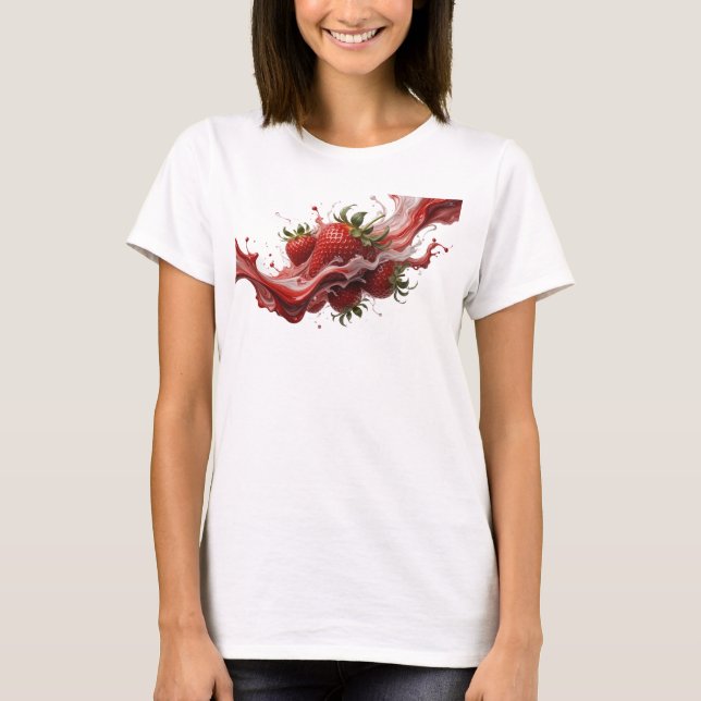 Stunning Red Abstract Strawberries Custom Creation T-Shirt (Front)