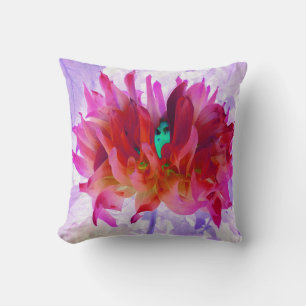 Stunning Red and Hot Pink Cactus Dahlia Cushion