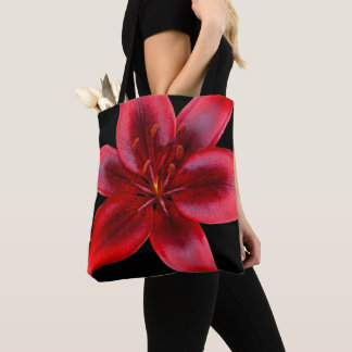 Stunning Red Asiatic Lily Flower Shoulder Tote Bag