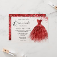 Stunning Red Glitter Gown Dress Quinceanera Party