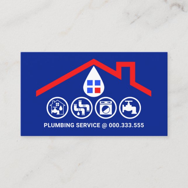 Stunning Red Roof Frame Handyman Tools Business Card (Front)