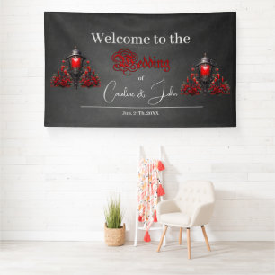 Stunning red roses and gate design banner