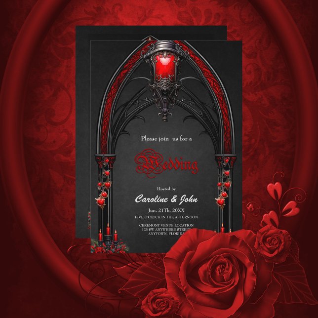 Stunning red roses and gate design invitation (Red roses)
