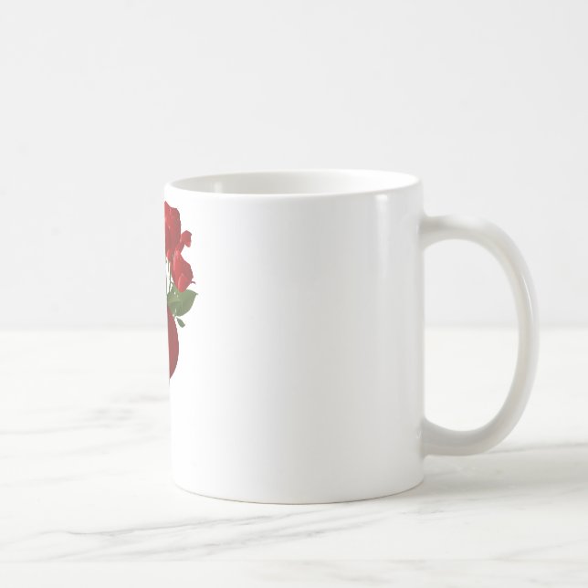 Stunning Red Roses and Hearts Coffee Mug (Right)