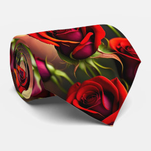 Stunning Red Roses Formal Necktie