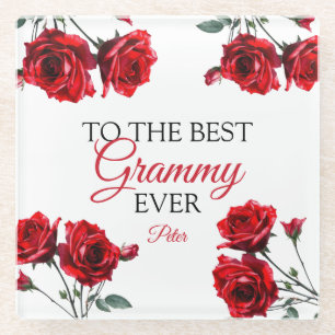 Stunning Red Roses Grandma Glass Coaster