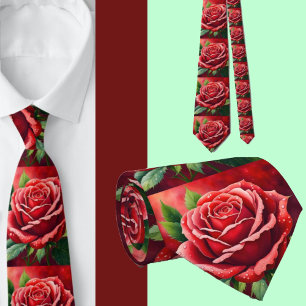 Stunning Red Roses Neck Tie