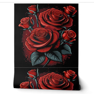 Stunning Red Roses on Black Wallpaper