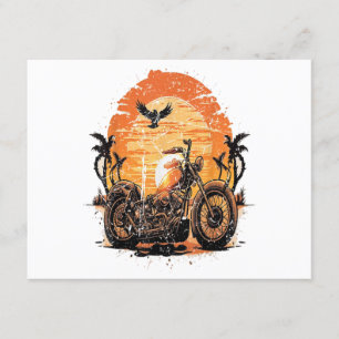 Stunning Retro Vintage Motorcycle Classic Sunset C Enclosure Card