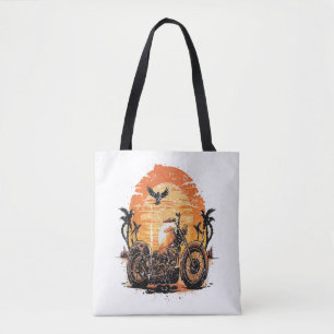 Stunning Retro Vintage Motorcycle Classic Sunset C Tote Bag