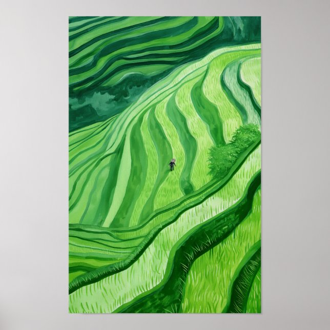 Stunning Rice Terraces Painting Poster (Front)