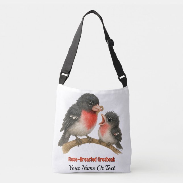 Stunning Rose Breasted Grosbeak Crossbody Bag (Front)