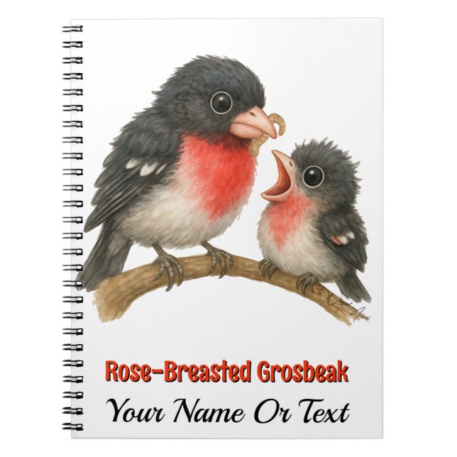 Stunning Rose Breasted Grosbeak Notebook (Front)