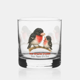 Stunning Rose Breasted Grosbeak Whiskey Glass