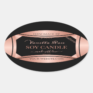 Stunning Rose Gold Black Product Packaging Labels