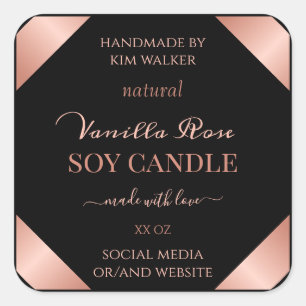 Stunning Rose Gold Black Product Packaging Labels