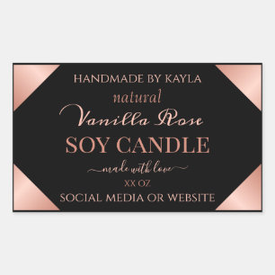 Stunning Rose Gold Black Product Packaging Labels