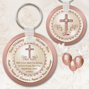 Stunning Rose Gold, Christian Wedding Favors Ideas Key Ring