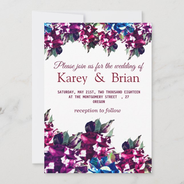 Stunning Roses Floral Wedding Invitation Card (Front)