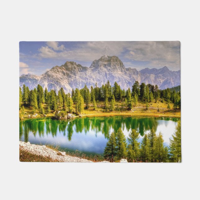 Stunning Scenic View of Dolomite Mountains Italy Doormat (Front)