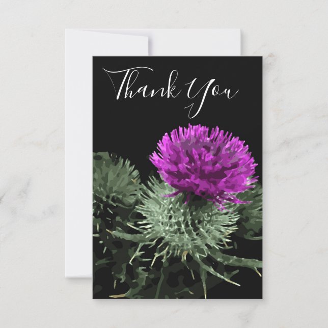 Stunning Scottish Thistle Thank You Card (Front)