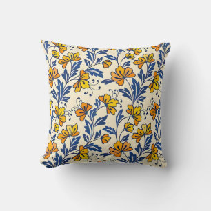Stunning Seamless Pattern of Flowers and Leaves Cushion