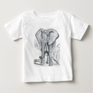 Stunning shades of gray hand drawn elephant design baby T-Shirt