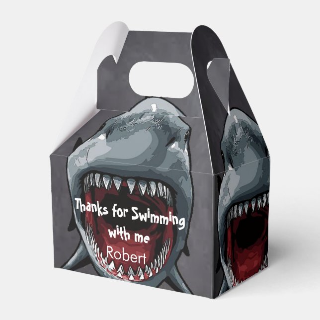 Stunning Shark Birthday  Favour Box (Front Side)