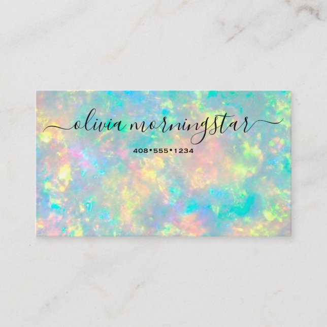 Stunning Signature Opal QR Code Business Card (Front)