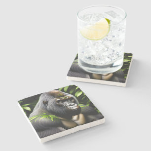 Stunning Silver Back Gorilla - Jungle King Stone Coaster