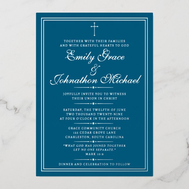 Stunning Silver Foil Christian Minimalist Wedding (Front)