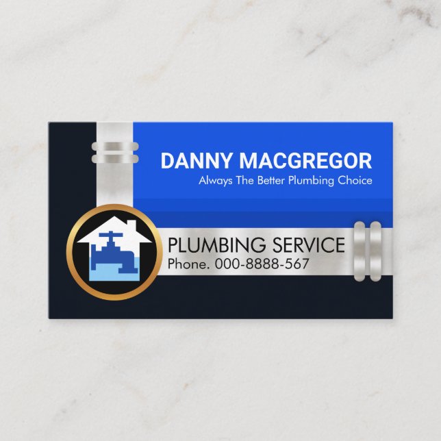Stunning Silver Water Pipeline Plumber Business Card (Front)
