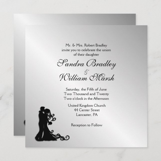 Stunning Silver Wedding Invitation (Front/Back)