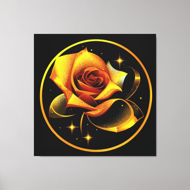 Stunning Single Gold Rose Canvas Print (Front)