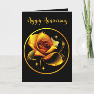 Stunning Single Gold Rose Holiday Card