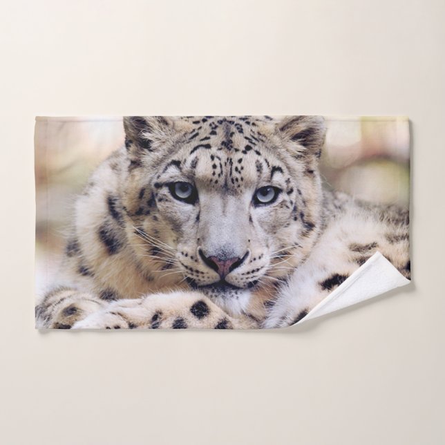 Stunning Snow Leopard Lying Down Hand Towel (Hand Towel)